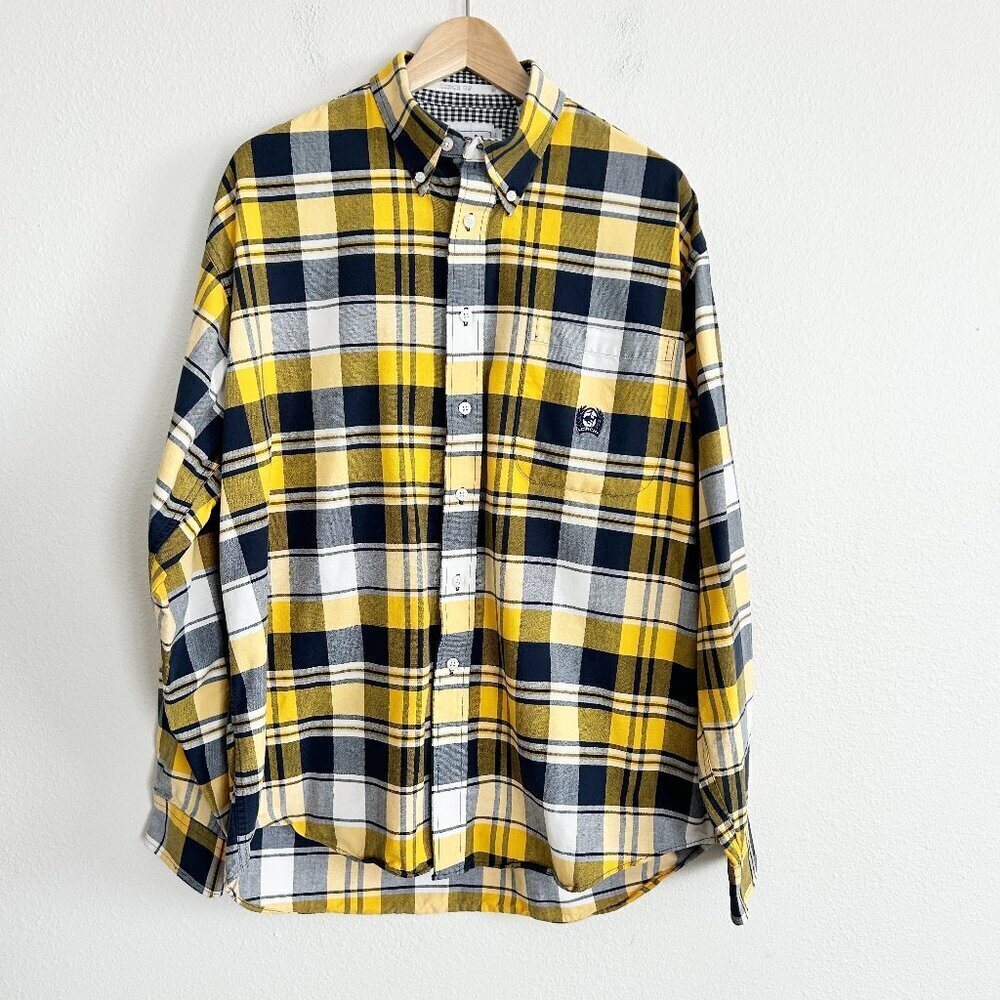 Cinch Shirt Yellow Blue Plaid Button Down Long Sleeve Western Cotton